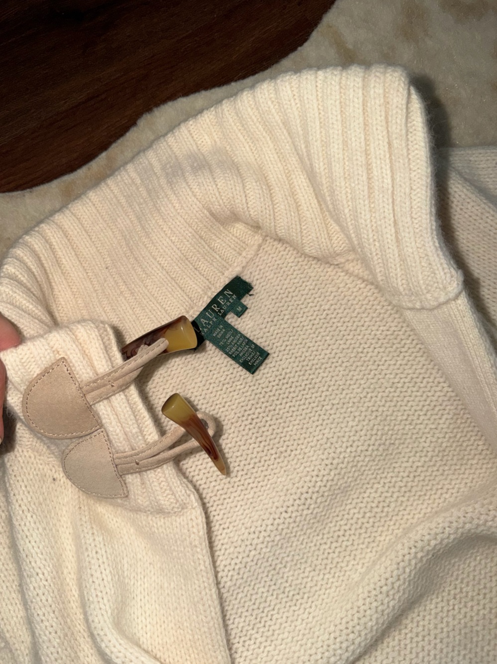 Rare vtg Ralph Lauren wool angora toggle long wrap cardigan knit sweater fall - Picture 2 of 8
